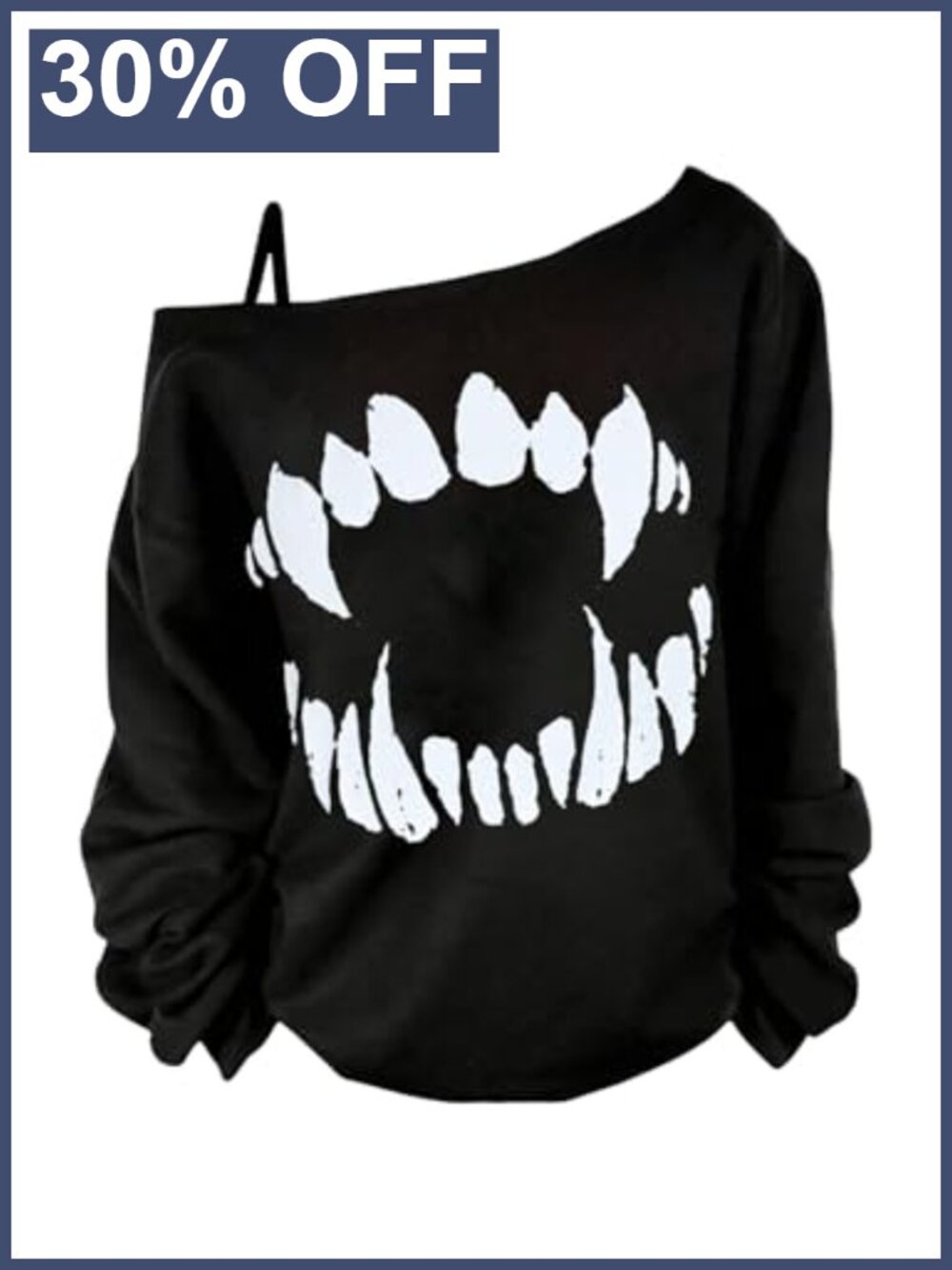 Plus Size Off Shoulder Long Sleeve Graphic Top Y2K Gothic Pullover
